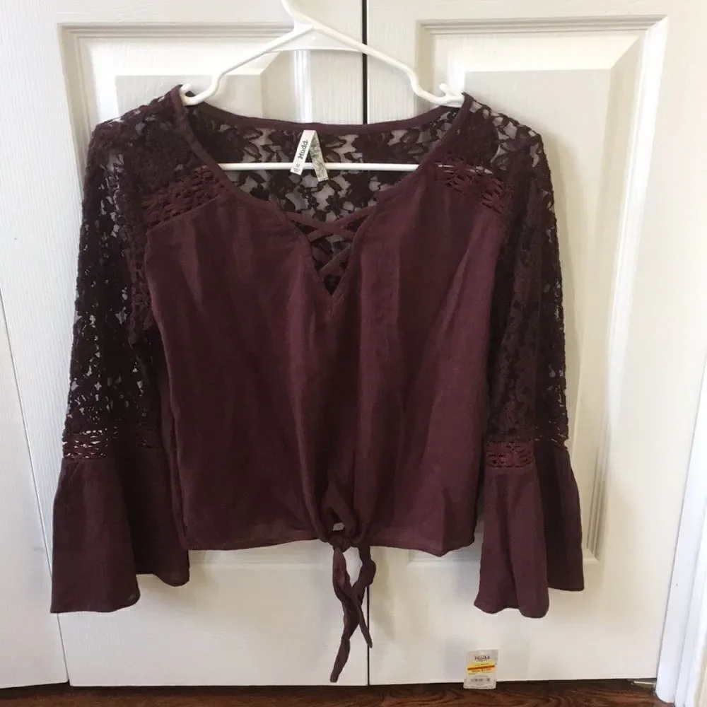 Junior’s Maroon Peasant Blouse